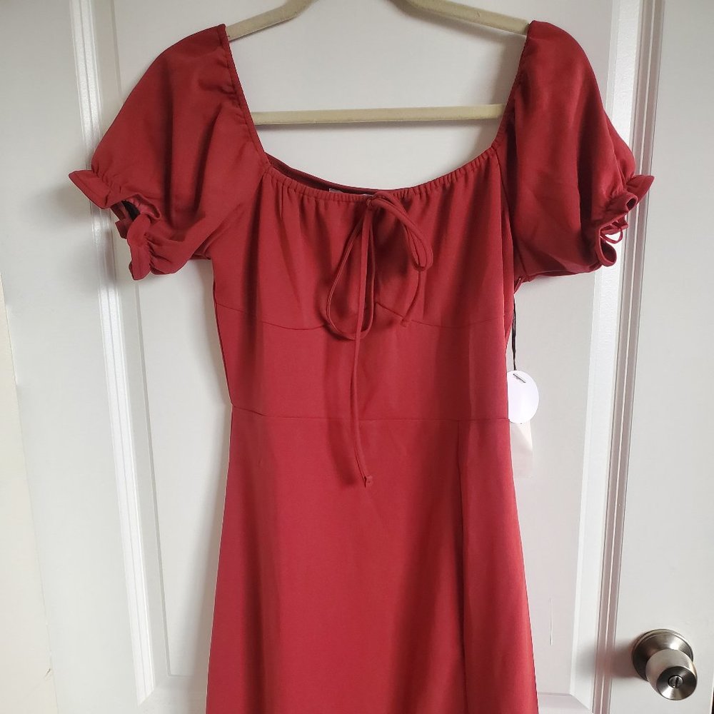 Pink Ovwr the Shoulder Midi Dress